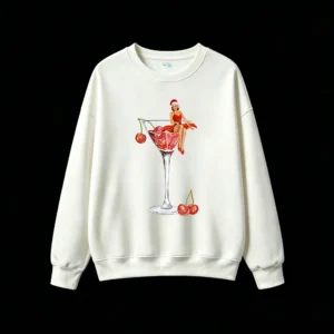 主图_2 Buzo Cuello Redondo Algodón Estampado Pin Up Cherry Navidad Premium