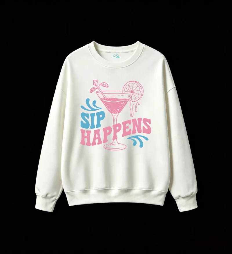 Buzo Cuello Redondo Algodón Estampado Cóctel Sip Happens Verano Premium