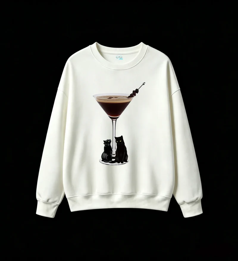 主图_2 Buzo Cuello Redondo Algodón Estampado Gatos Cóctel Diseño Casual Premium