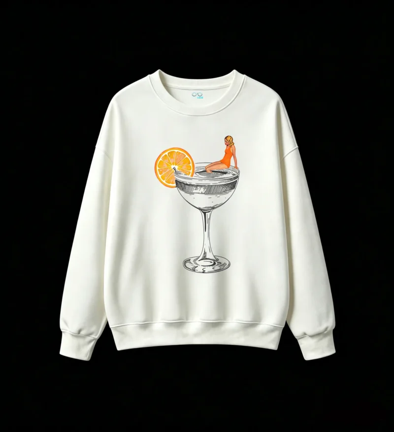 Buzo Cuello Redondo Algodón Estampada Coctel Naranja Vintage Premium