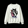 主图_2 Buzo Cuello Redondo Algodón Estampada Gato Con Vino Diseño Minimalista