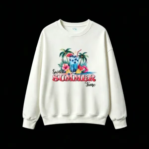 主图_2 Buzo Cuello Redondo Algodón Estampado Tropical Verano Diseño Frutas Moda