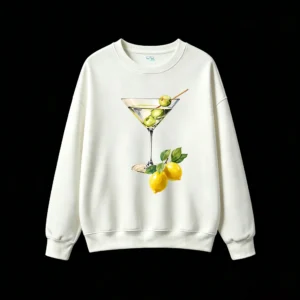 Buzo Cuello Redondo Algodón Estampado Cóctel Martini Limón Diseño Casual