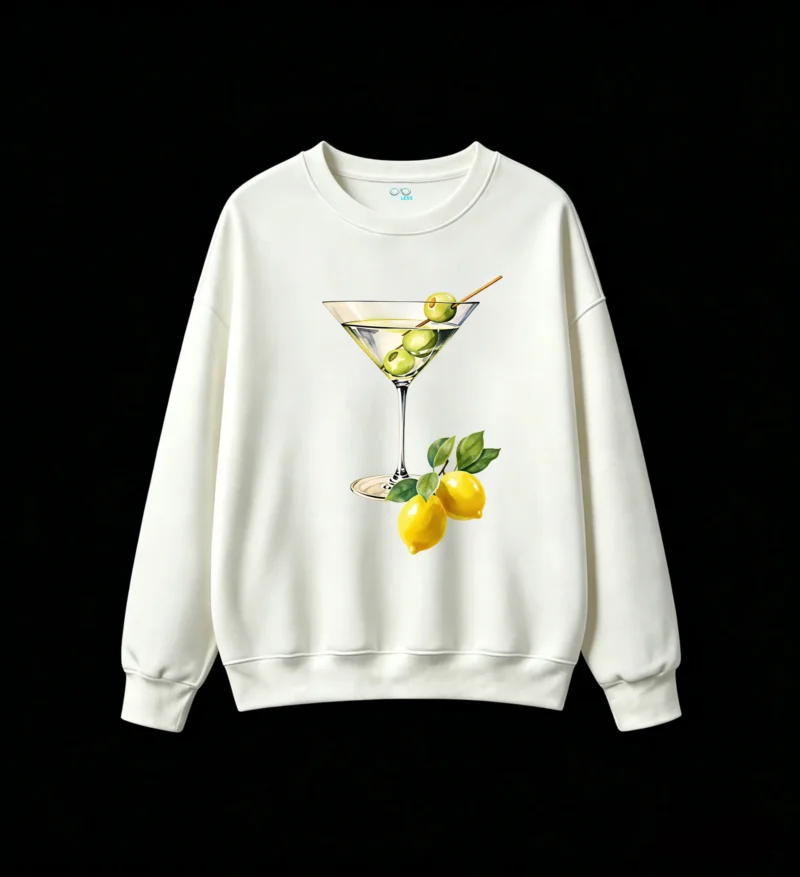 Buzo Cuello Redondo Algodón Estampado Cóctel Martini Limón Diseño Casual