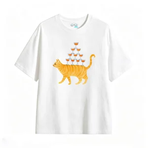 主图_2 Remera Algodón Estampada Gato Copas Diseño Original Casual