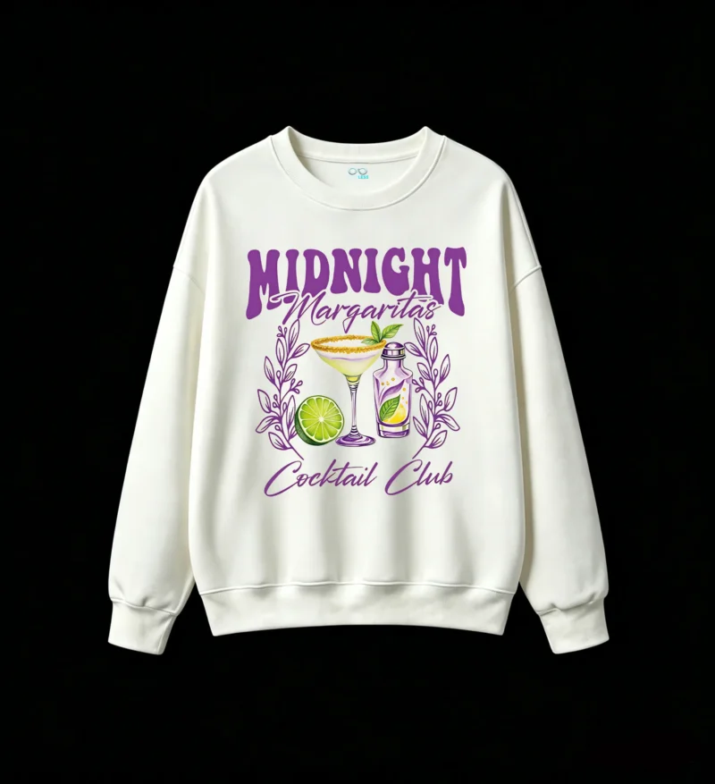 Buzo Cuello Redondo Algodón Estampada Midnight Margaritas Cocktail Club