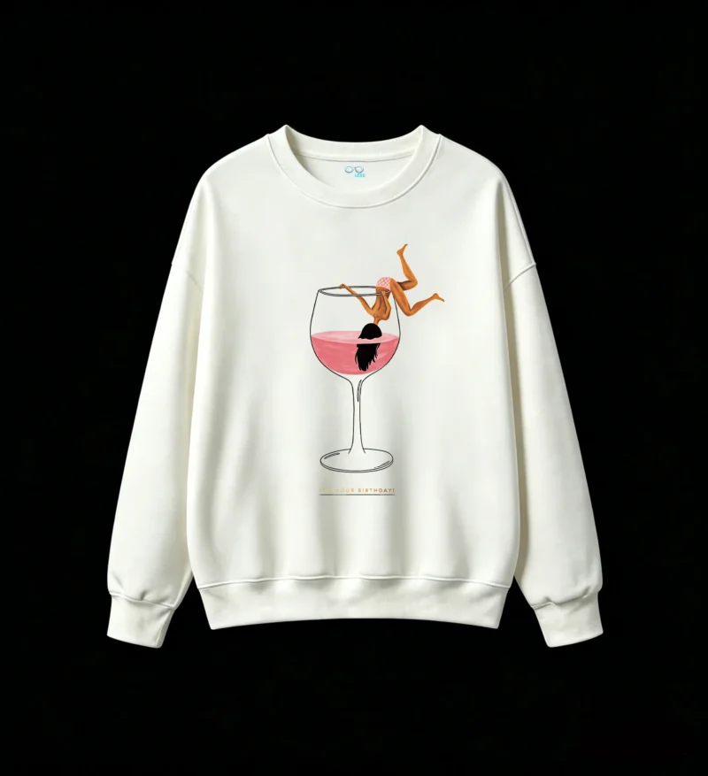 主图_2 Buzo Cuello Redondo Algodón Estampada Copa Vino Birthday Fiesta Premium