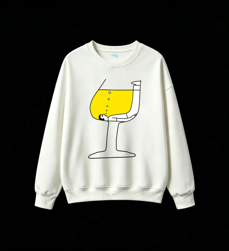 主图_2 Buzo Cuello Redondo Algodón Estampada Copa Vino Arte Minimalista Premium