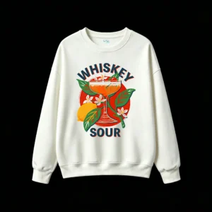 主图_2 Buzo Cuello Redondo Algodón Estampada Whiskey Sour Diseño Vintage Cóctel