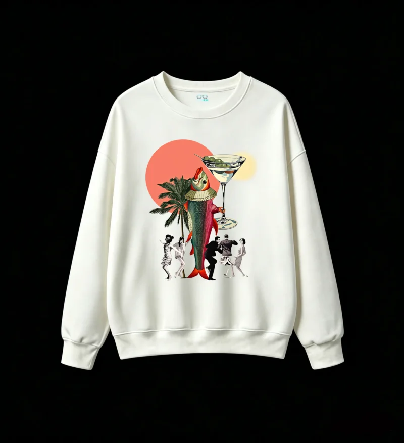 Buzo Cuello Redondo Algodón Estampada Arte Surrealista Fiesta Retro Cool