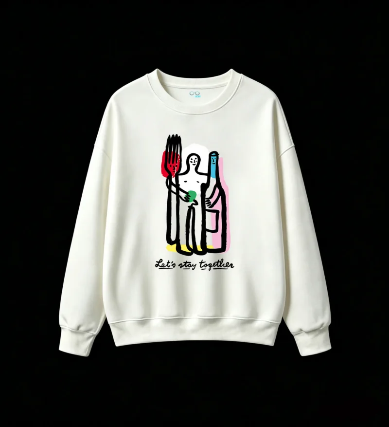 Buzo Cuello Redondo Algodón Estampado Arte Abstracto Casual Premium