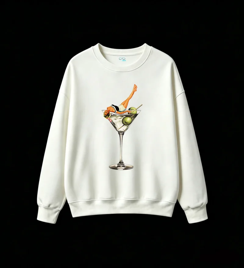 Buzo Cuello Redondo Algodón Estampada Martini Retro Diseño Exclusivo