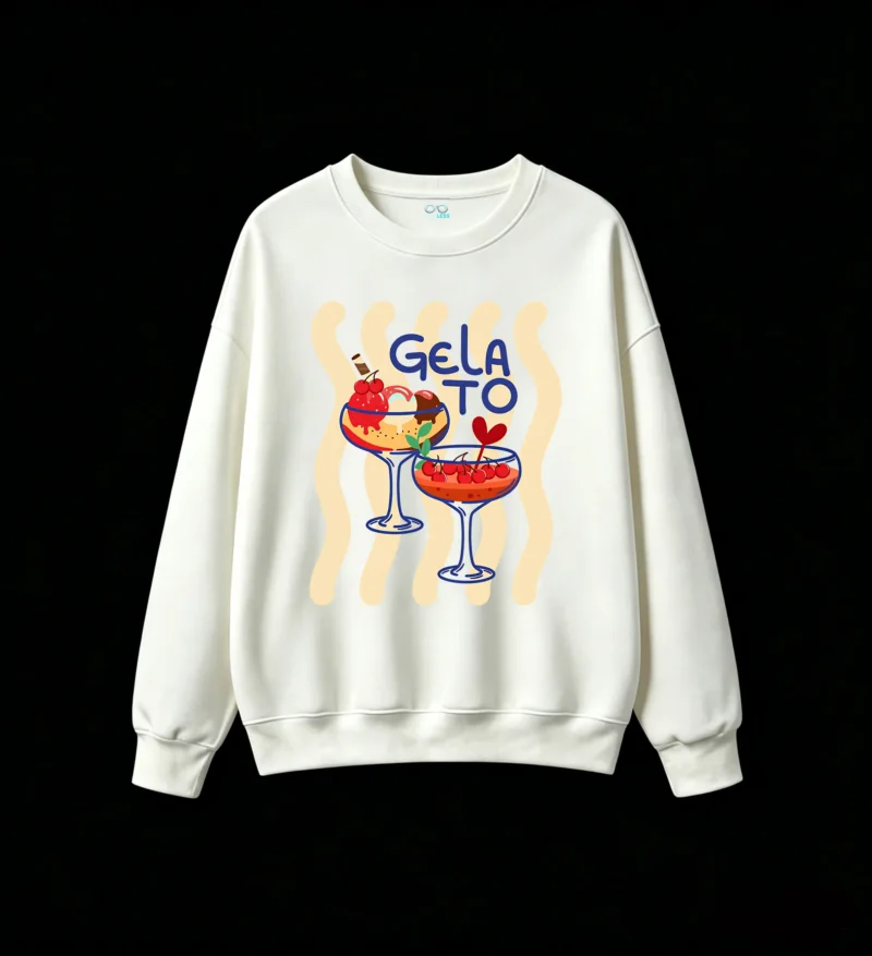 Buzo Cuello Redondo Algodón Estampado Gelato Verano Casual Premium