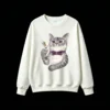 Buzo Cuello Redondo Algodón Estampado Gato Martini Elegante Premium