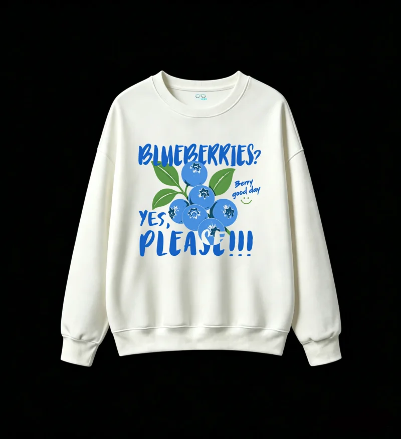Buzo Cuello Redondo Algodón Estampada Arándanos Frutas Casual Urbano