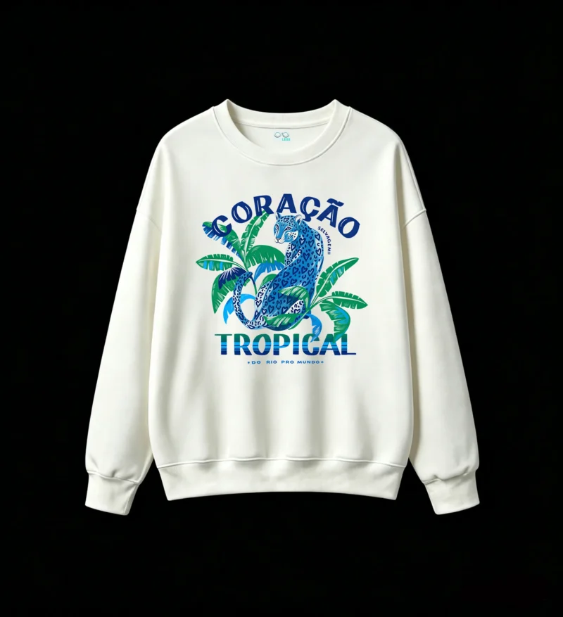 主图_2 Buzo Cuello Redondo Algodón Estampado Leopardo Tropical Diseño Urbano