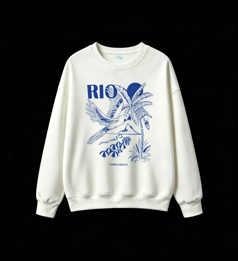 Buzo Cuello Redondo Algodón Estampada Rio Copacabana Diseño Playa Verano