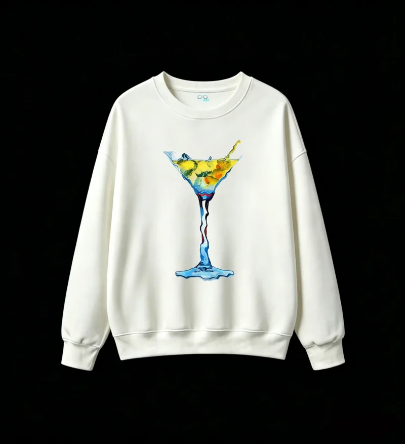 Buzo Cuello Redondo Algodón Estampado Cóctel Martini Arte Premium Trendy
