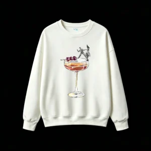 Buzo Cuello Redondo Algodón Estampado Cocktail Retro Diseño Exclusivo