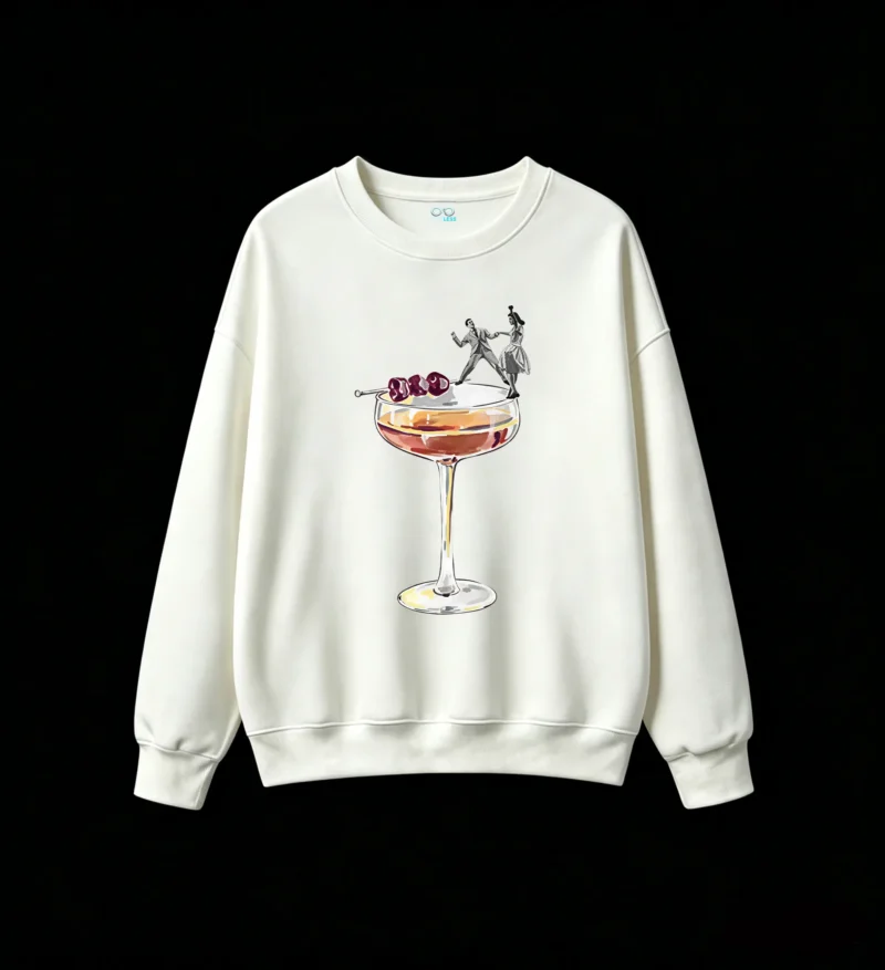 Buzo Cuello Redondo Algodón Estampado Cocktail Retro Diseño Exclusivo