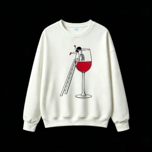Buzo Cuello Redondo Algodón Estampa Copa Vino Diseño Casual Premium