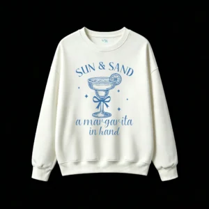 主图_2 Buzo Cuello Redondo Algodón Estampada Diseño Margarita Verano Playa
