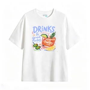 主图_2 Remera Algodón Estampada Drinks Good Vibes Casual Premium