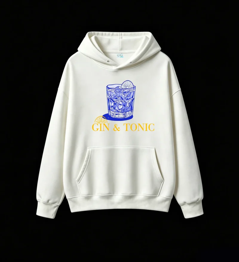 主图_2 Buzo con capucha Algodón Estampada Gin Tonic Bebida Cóctel Original
