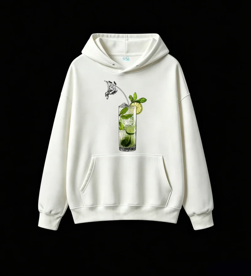 Buzo con capucha Algodón Estampado Mojito Trago Diseño Verano Premium