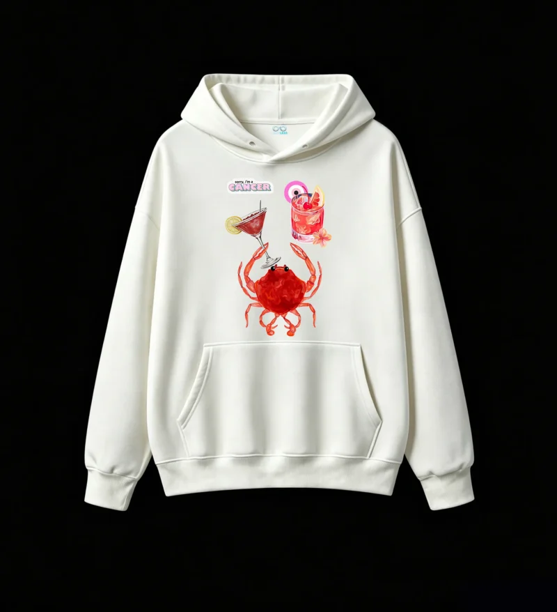 Buzo con capucha Algodón Estampado Cangrejo Zodíaco Verano Casual