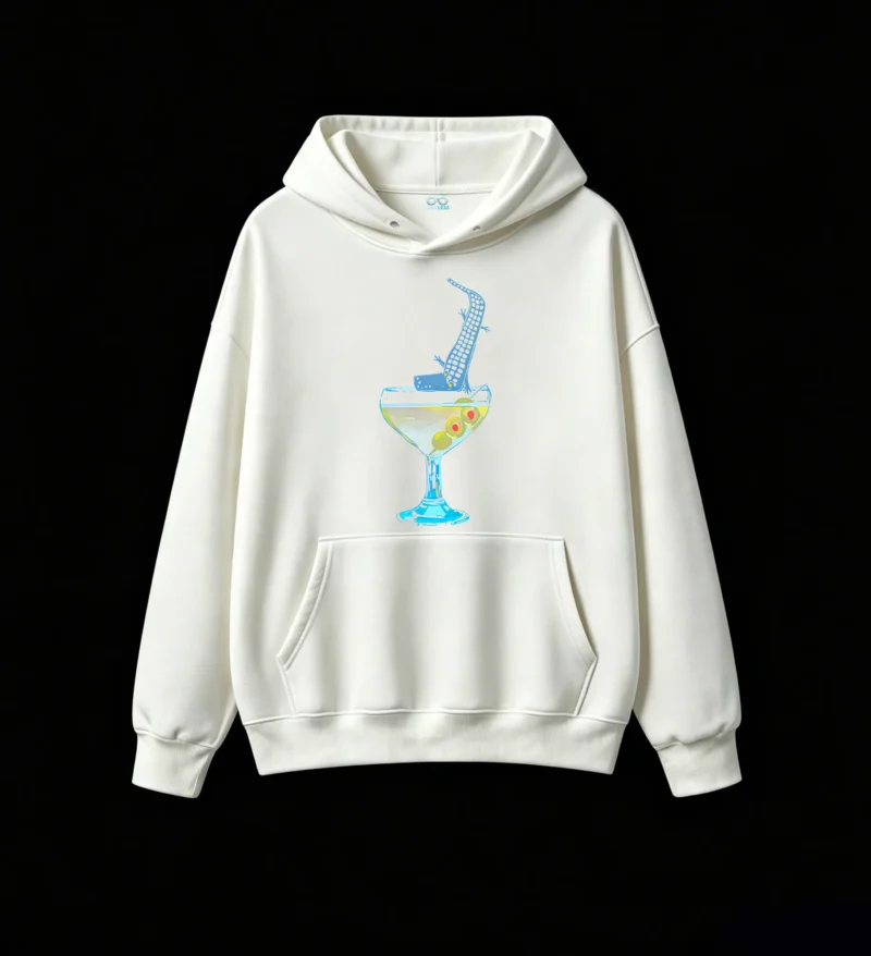 Buzo con capucha Algodón Estampado Martini Cocodrilo Casual Premium