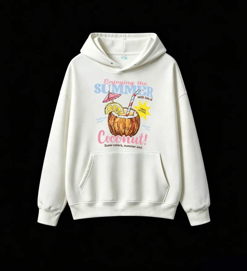 主图_2 Buzo con capucha Algodón Estampada Verano Playa Coco Tropical Premium