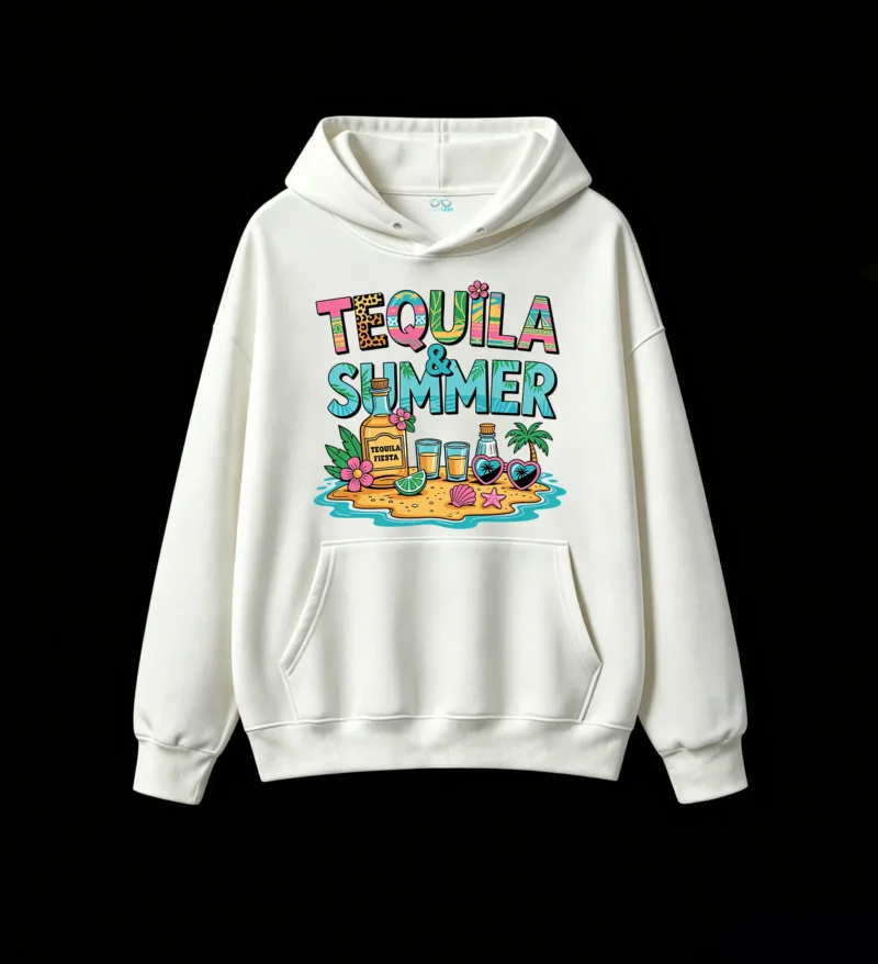主图_2 Buzo con capucha Algodón Estampada Tequila Summer Playa Relax Casual