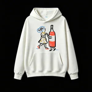 Buzo con capucha Algodón Estampado Arte Vino Casual Premium Trendy