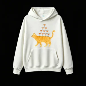 Buzo con capucha Algodón Estampada Gato Copas Diseño Original Casual