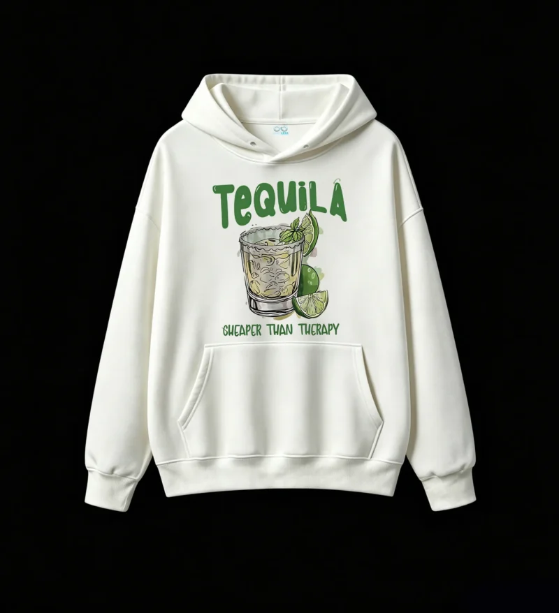 Buzo con capucha Algodón Estampado Tequila Frase Divertida Casual Premium
