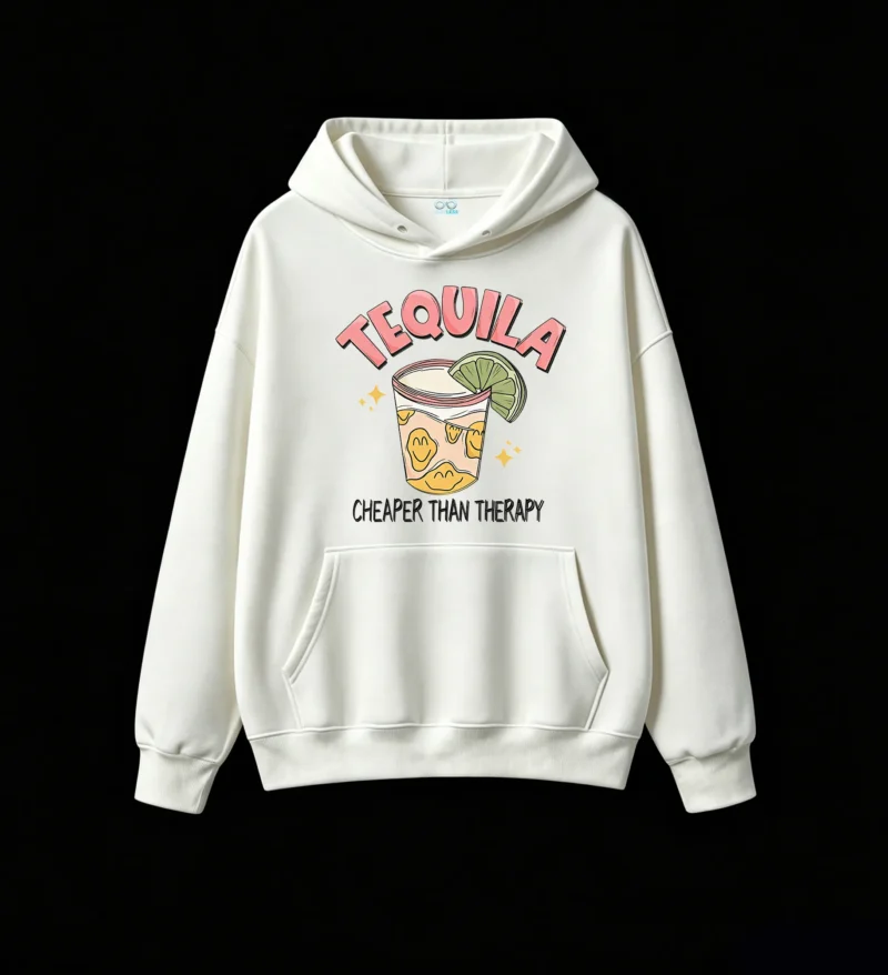 主图_2 Buzo con capucha Algodón Estampada Tequila Smile Vintage Oversize