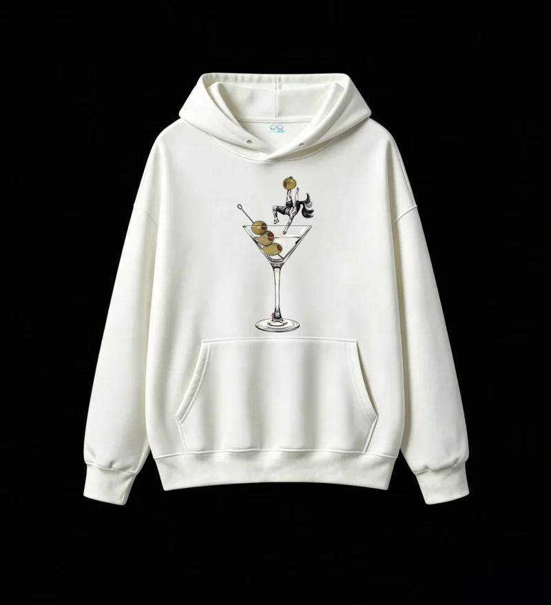 Buzo con capucha Algodón Estampado Martini Aceitunas Diseño Original