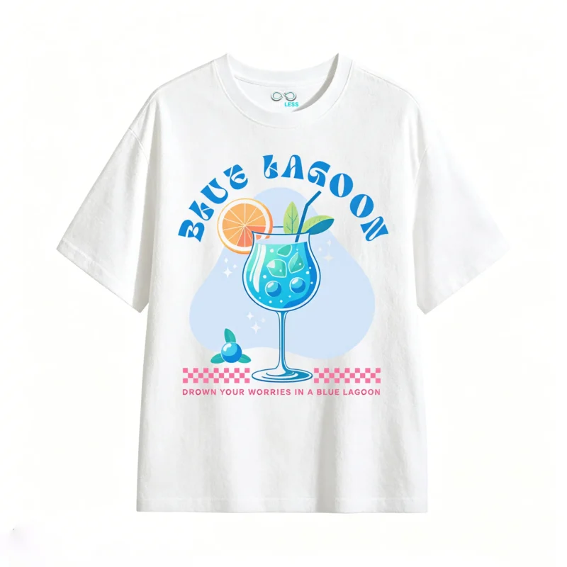 主图_2 Remera Algodón Estampada Blue Lagoon Diseño Verano Premium