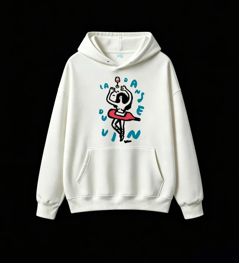 主图_2 Buzo con capucha Algodón Estampado Vino Arte Diseño Casual Premium