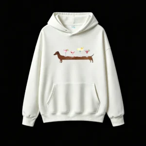 主图_2 Buzo con capucha Algodón Estampado Perro Salchicha Cóctel Premium