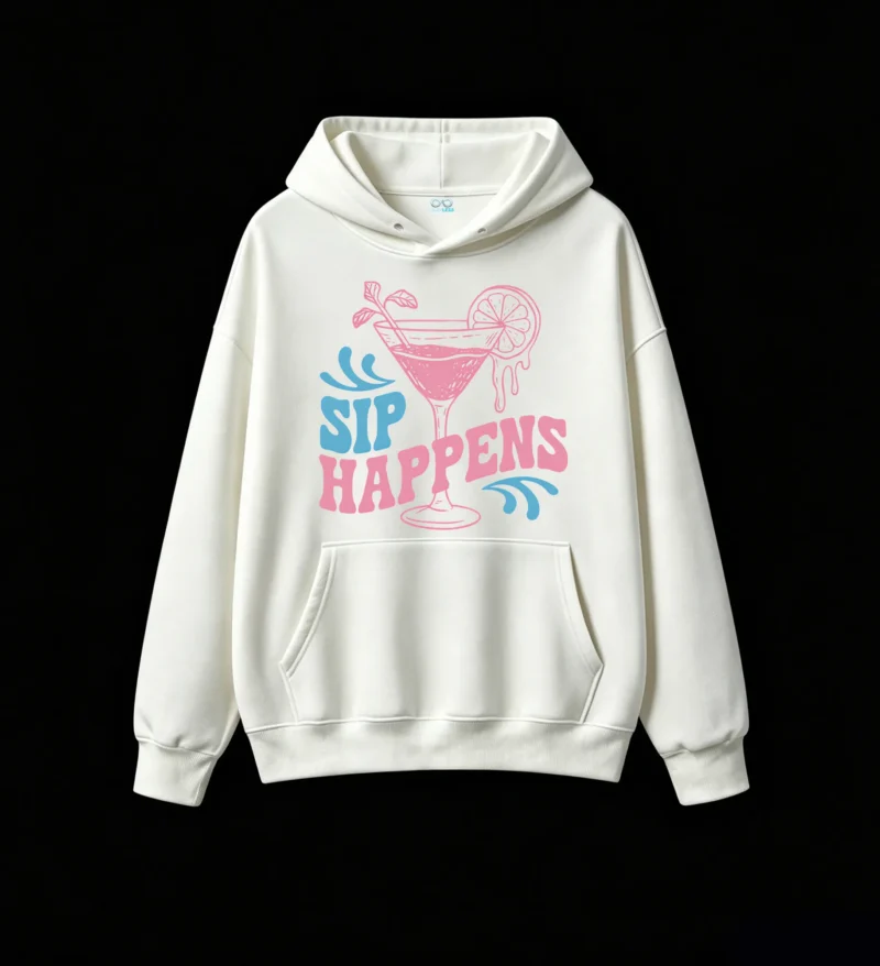 Buzo con capucha Algodón Estampado Cóctel Sip Happens Verano Premium