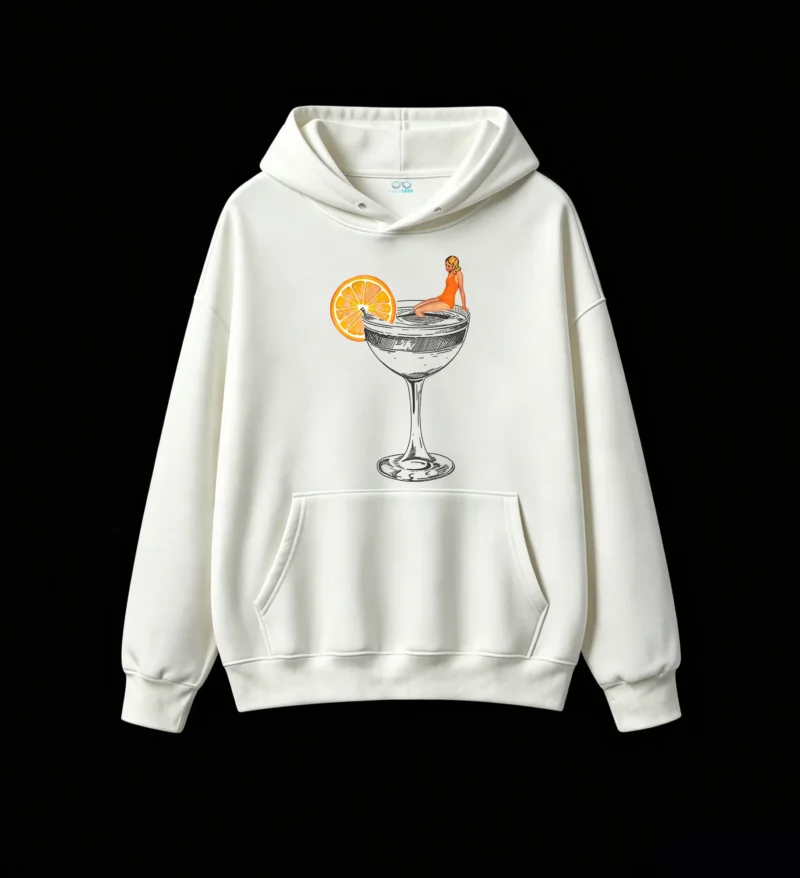 主图_2 Buzo con capucha Algodón Estampada Coctel Naranja Vintage Premium