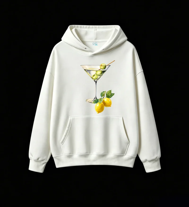 Buzo con capucha Algodón Estampado Cóctel Martini Limón Diseño Casual