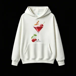 Buzo con capucha Algodón Estampada Retro Cherry Cocktail Diseño Premium