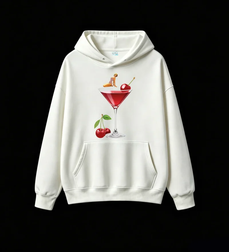 主图_2 Buzo con capucha Algodón Estampada Retro Cherry Cocktail Diseño Premium