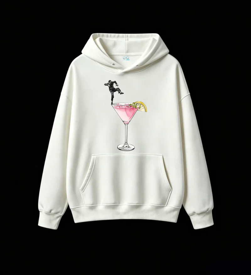 Buzo con capucha Algodón Estampado Cóctel Martini Diseño Vintage Premium
