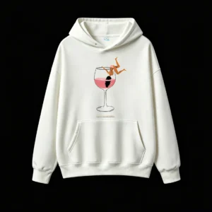 主图_2 Buzo con capucha Algodón Estampada Copa Vino Birthday Fiesta Premium