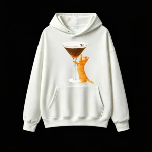 主图_2 Buzo con capucha Algodón Estampado Gato Café Espresso Premium Full