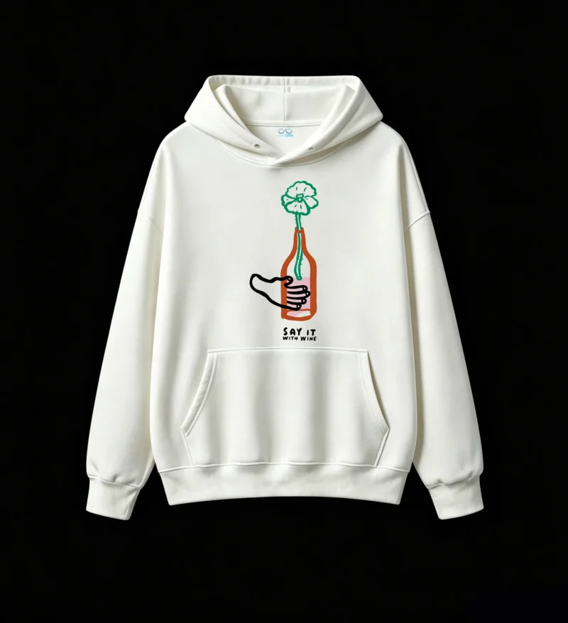 主图_2 Buzo con capucha Algodón Estampada Flor Botella Diseño Artístico Urbano